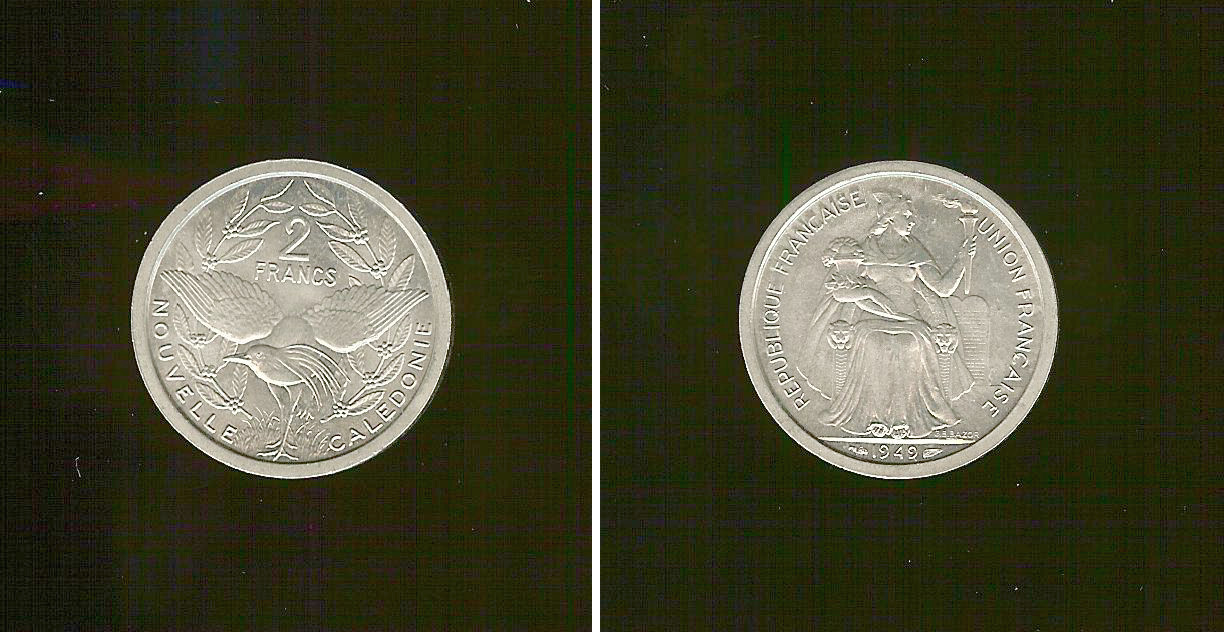 NOUVELLE CALÉDONIE 2 Francs Union Française 1949 Paris SPL+